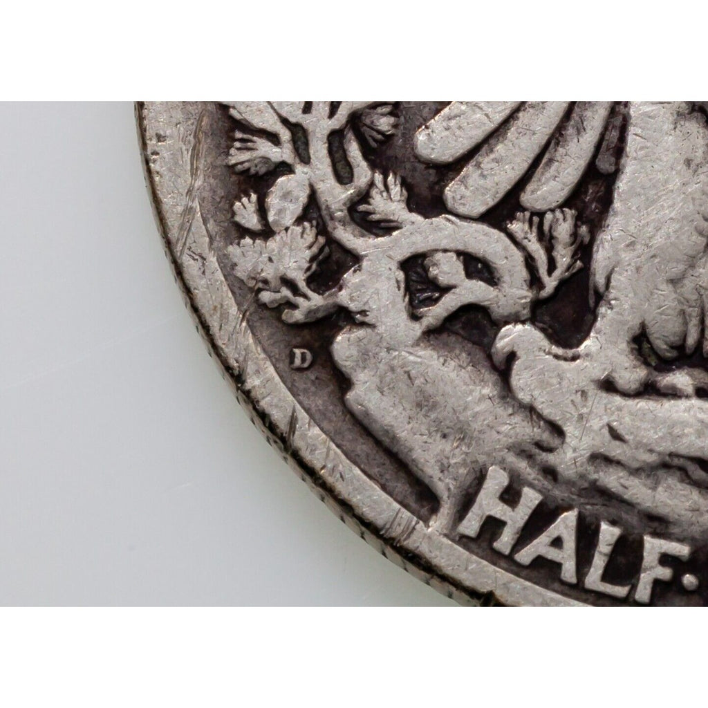 1921-D 50C Walking Liberty Half Dollar in Very Good VG Condition, Natural Color