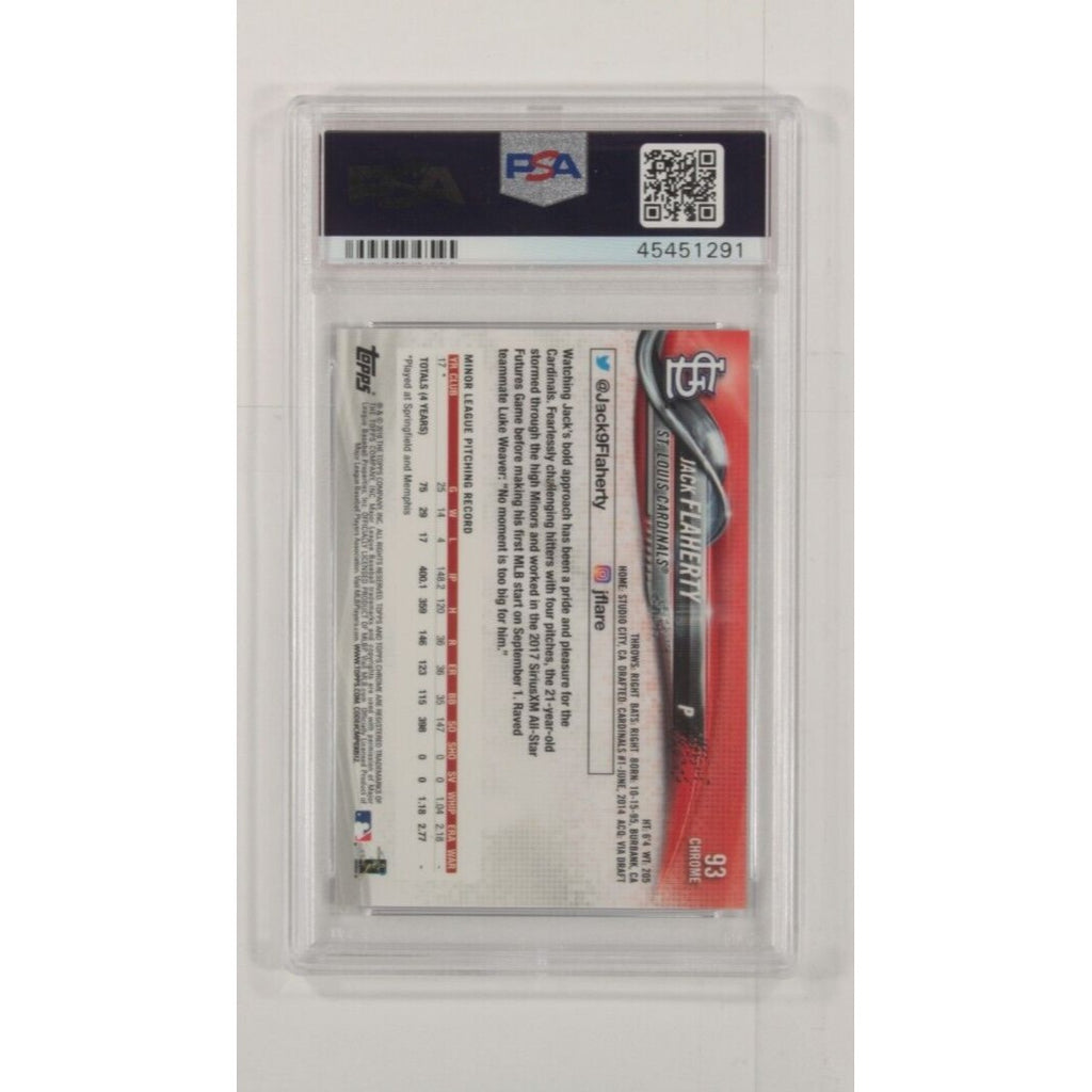 2018 Topps Chrome Jack Flaherty Sapphire Edition PSA 10 Gem Mint #93