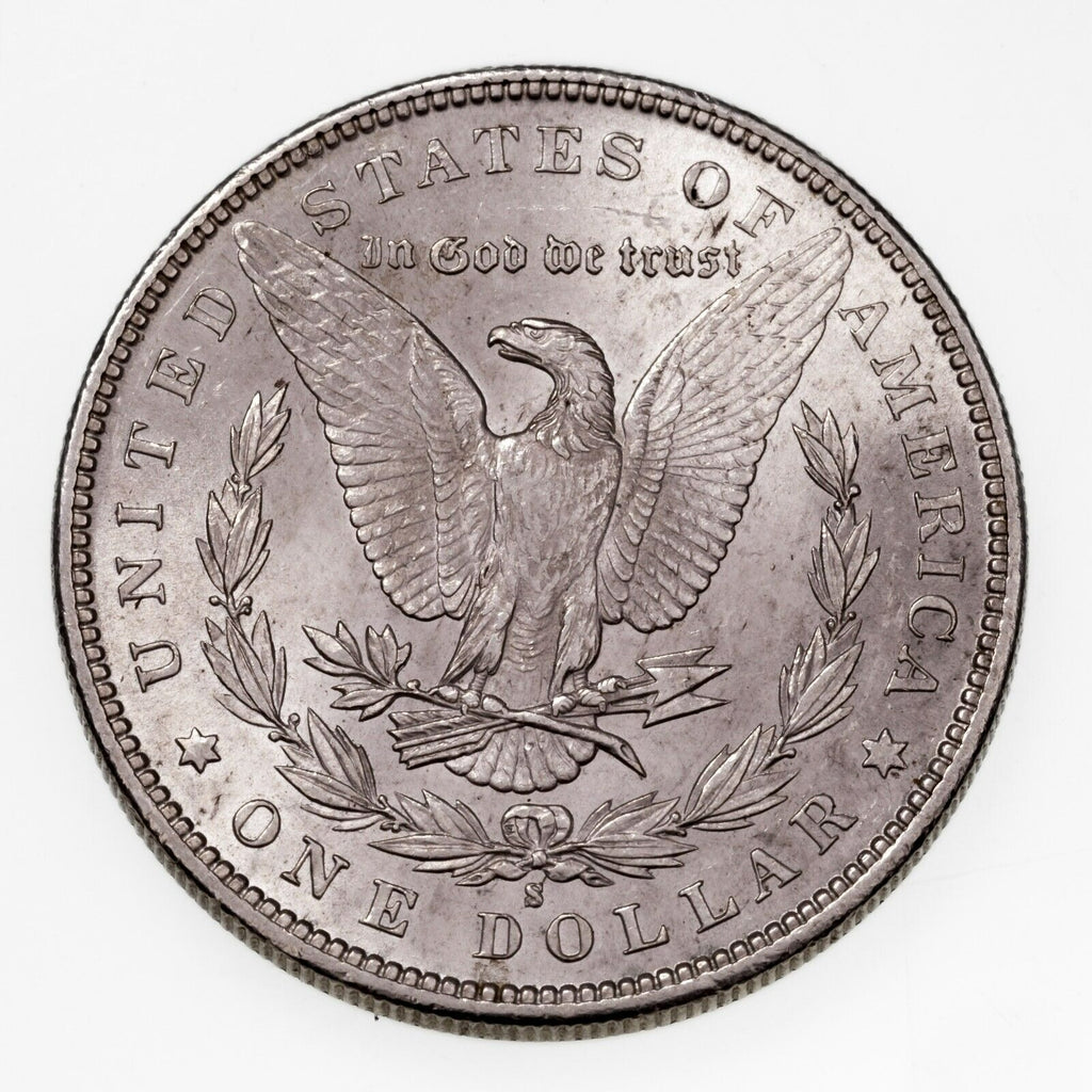 1891-S $1 Silver Morgan Dollar in BU Condition, ~97% White, Full Mint Luster