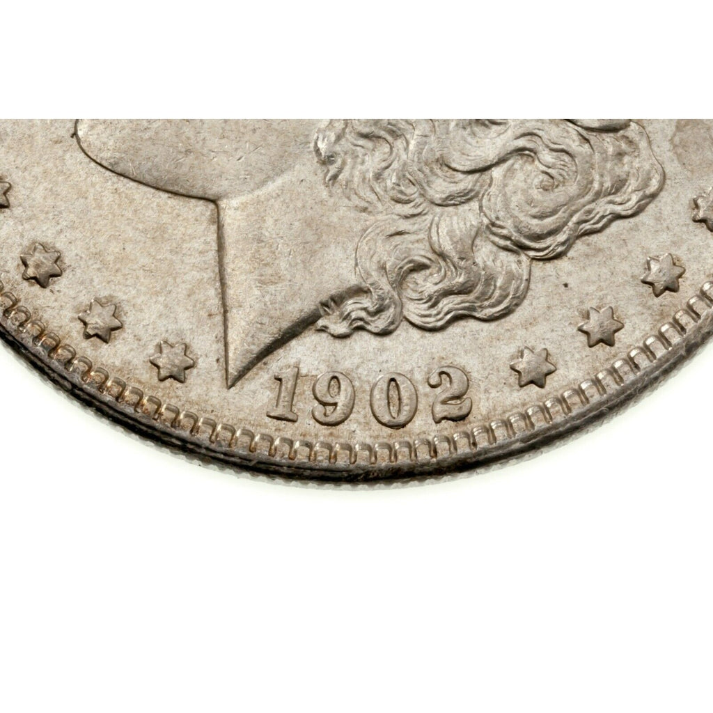 1902 $1 Silver Morgan Dollar in AU+ Condition, Touch of Toning, Luster