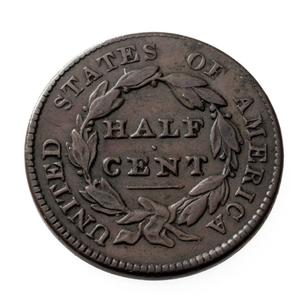 1828 13 Stars Half Cent in Very Fine VF Condition, Brown Color, Nice Detail!