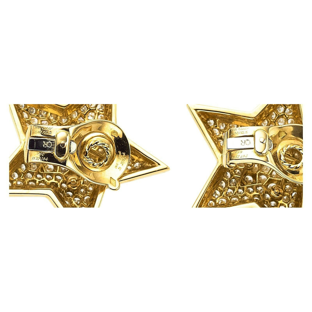 Van Cleef & Arpels 18k Yellow Gold 3.32 ct Diamond Star-Shape Clip-On Earrings