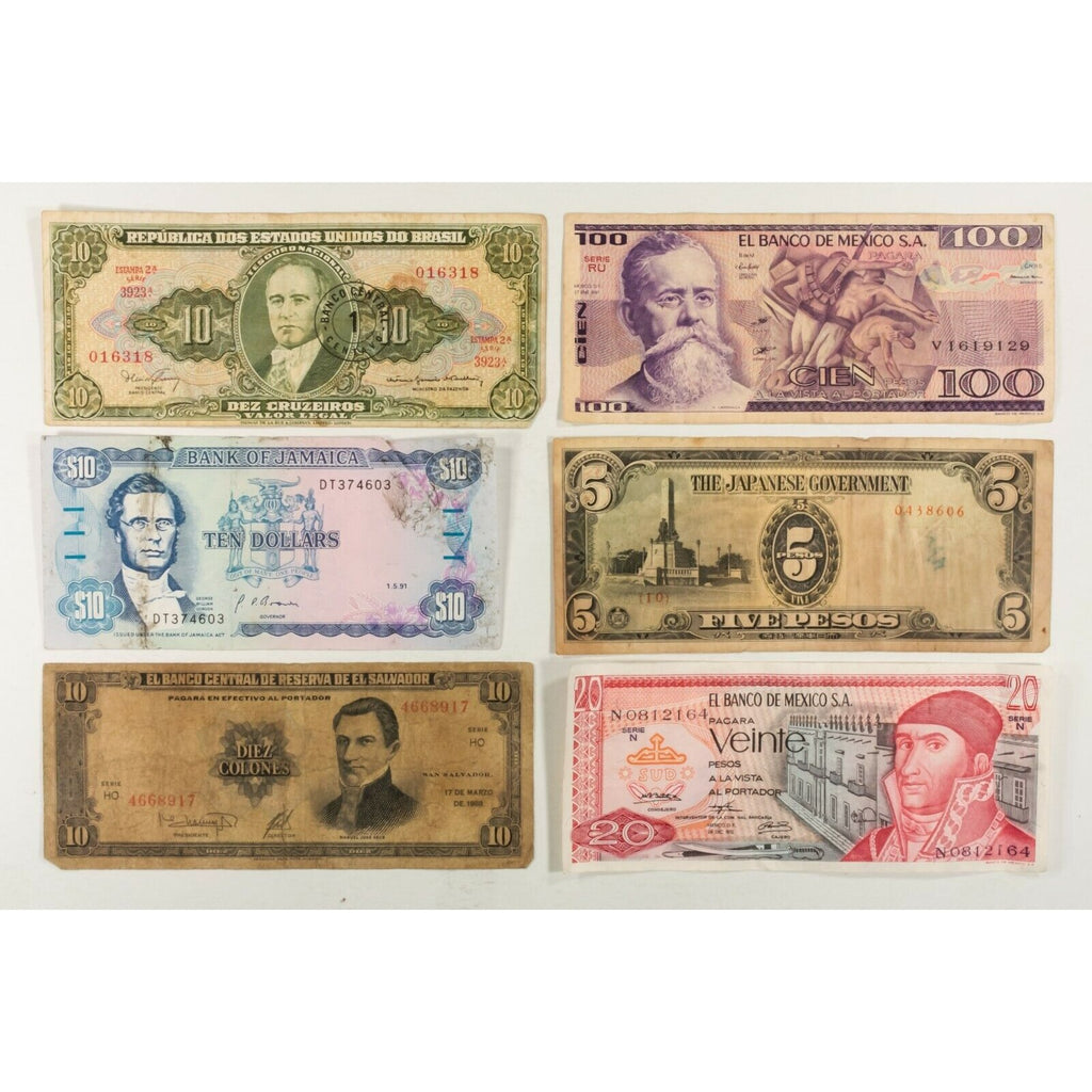 50 World Banknotes. Europe, Asia, Central & South America