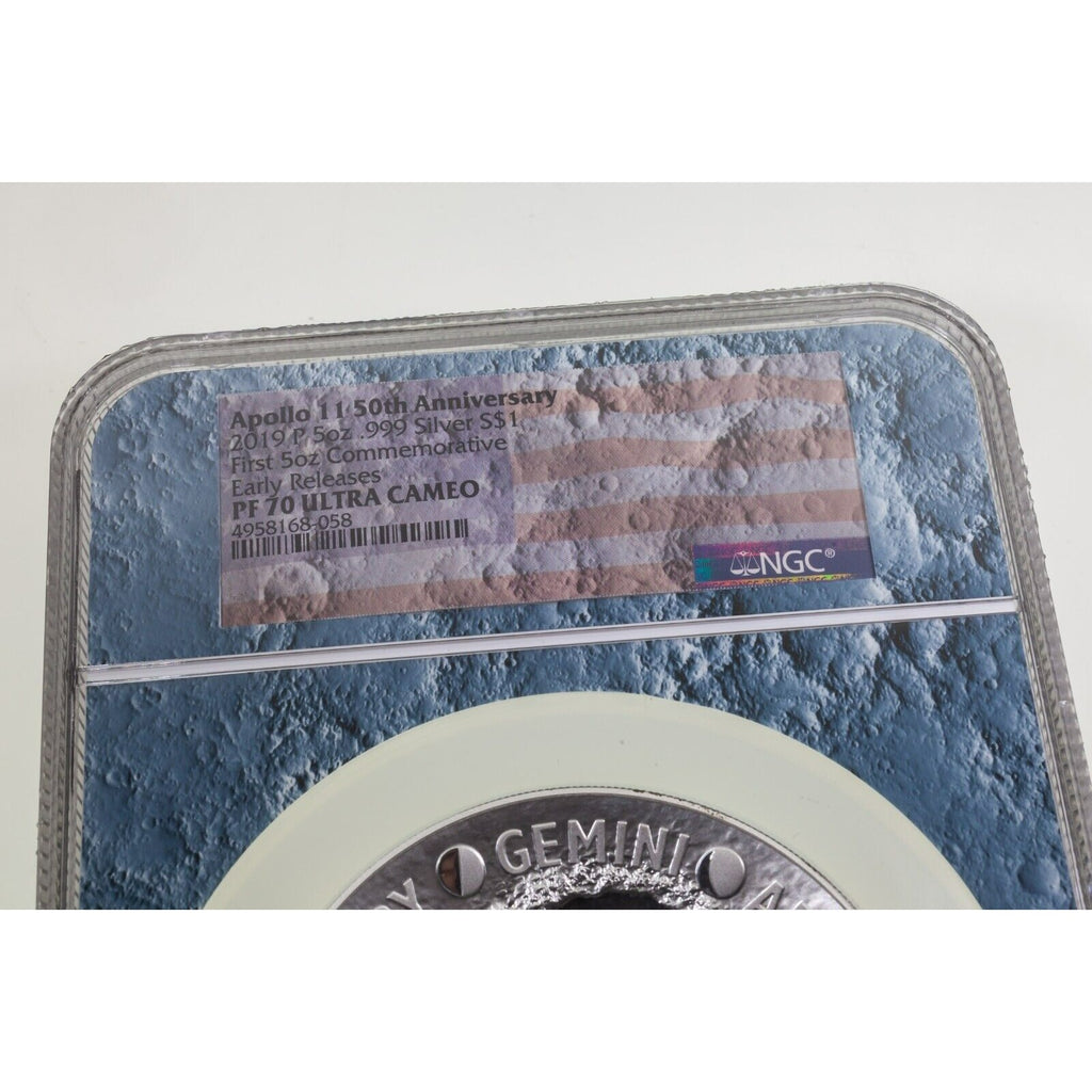 2019-P S$1 5 Oz. Apollo 11th 50th Anniversary 5 Oz. Commemorative NGC PF70 UCam