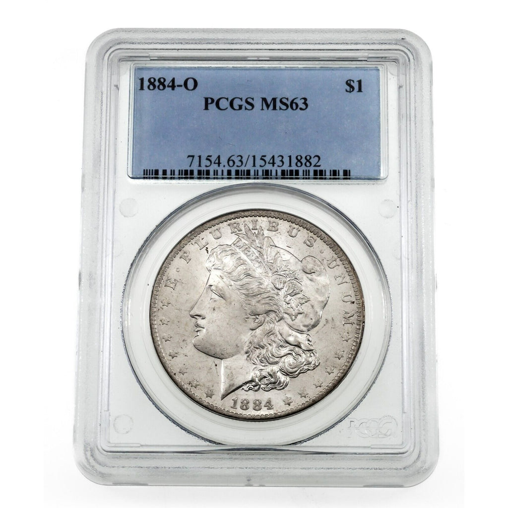 1884-O $1 Silver Morgan Dollar Graded by PCGS as MS-63
