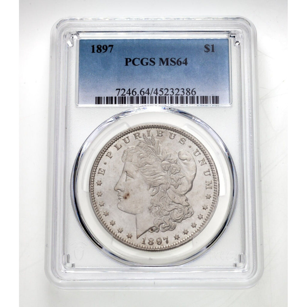 1897 $1 Morgan Dollar Graded By PCGS As MS64 Gorgeous Coin!