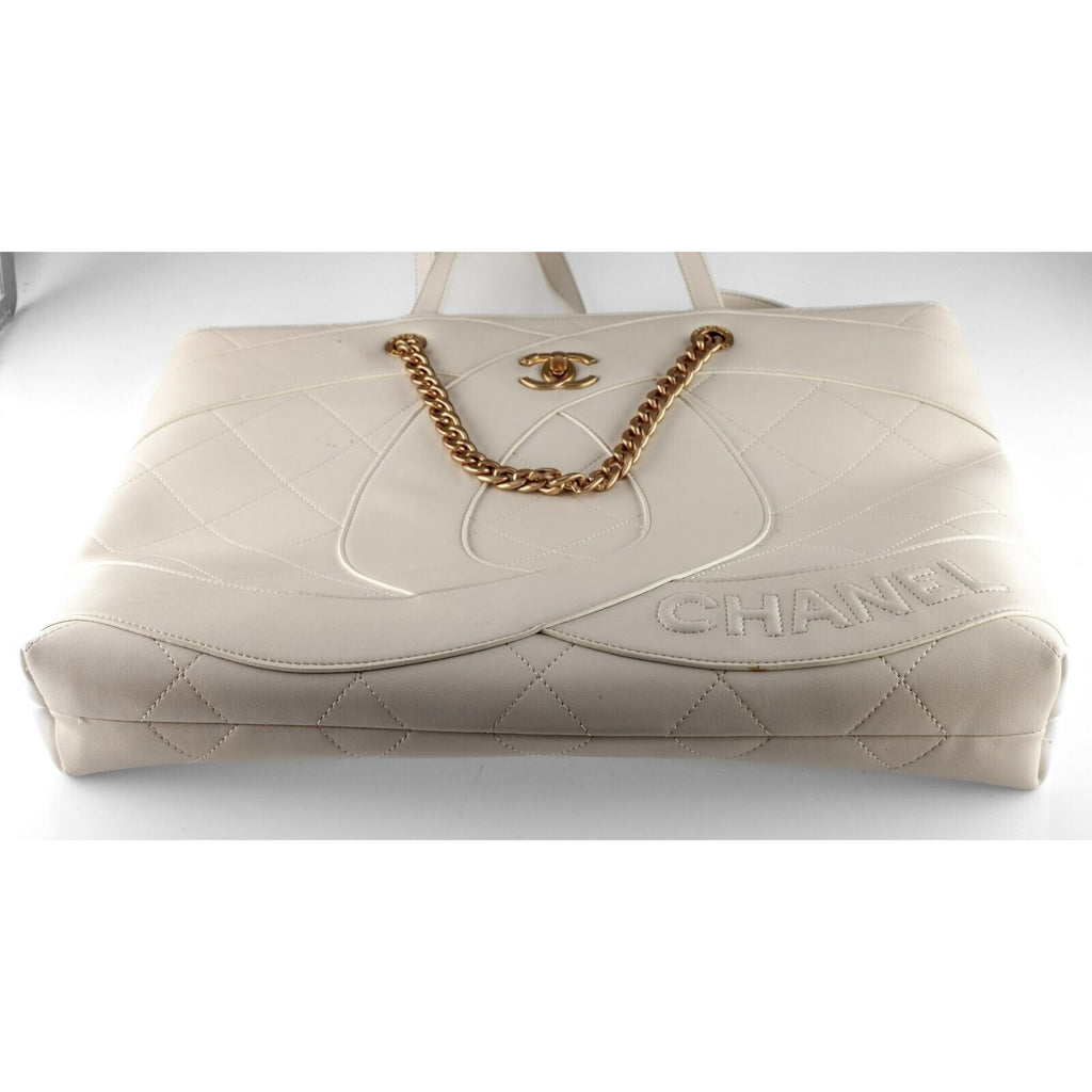 Chanel White Quilted Lambskin 2023 Club Monaco Tote Gold Hardware w/ Card