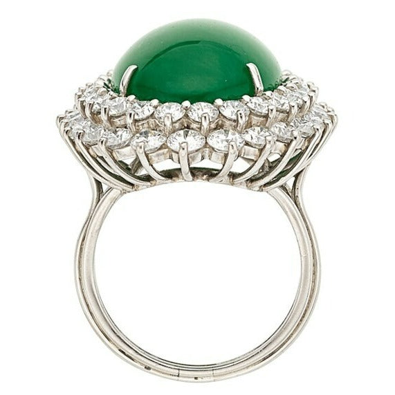 Natural Jadeite Jade, Diamond, and White Gold Ring Total Carat Weight: 19.85 ct