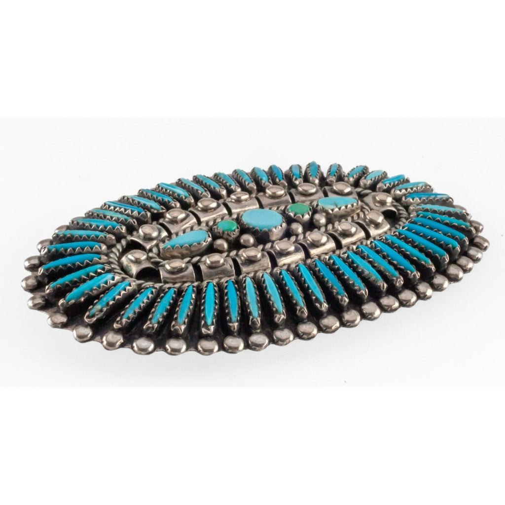 Zuni Turquoise Needlepoint Pendant/Brooch in Sterling 75mm X 48mm