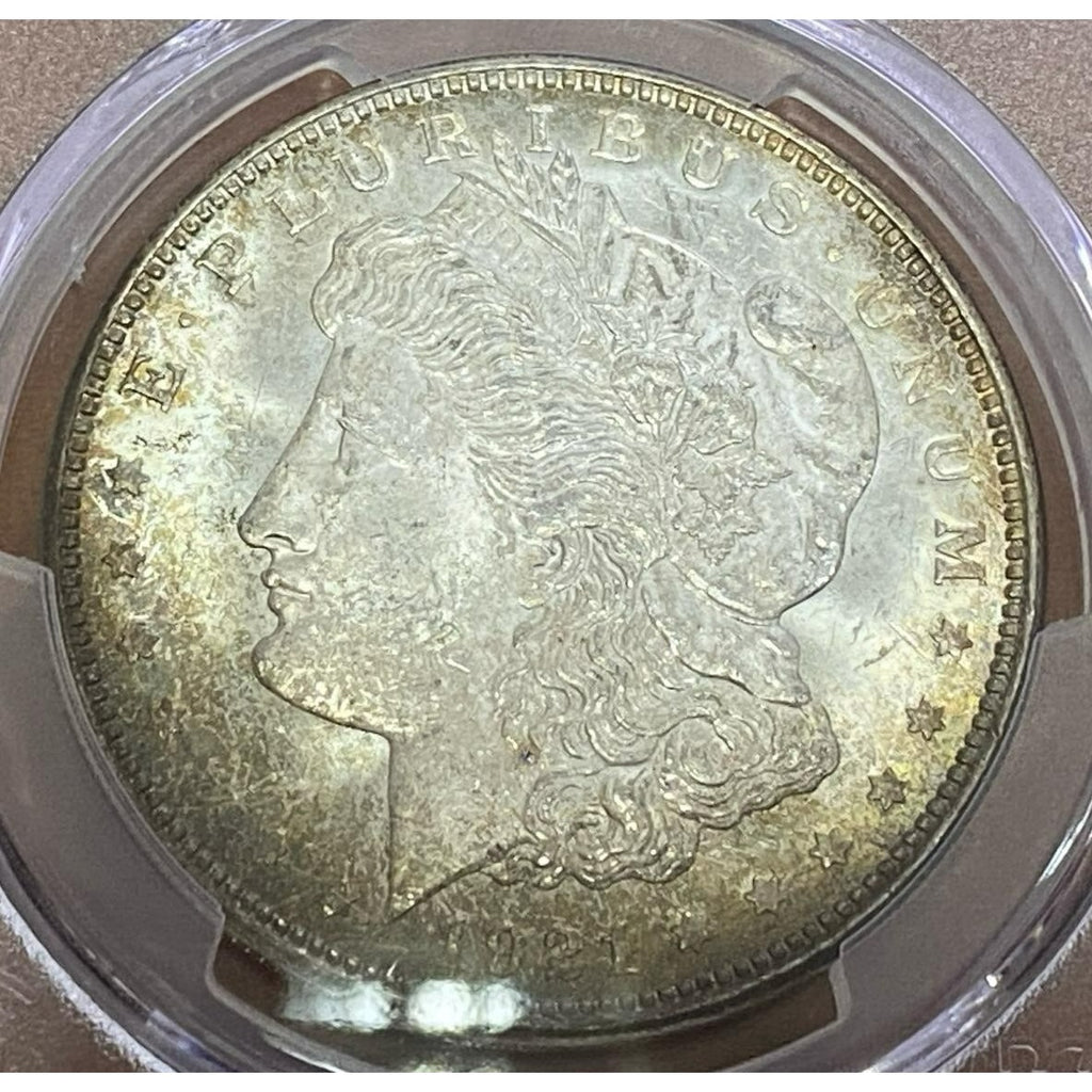 1921-D $1 Silver Morgan Dollar Graded by PCGS as MS-65+ Rim Toning