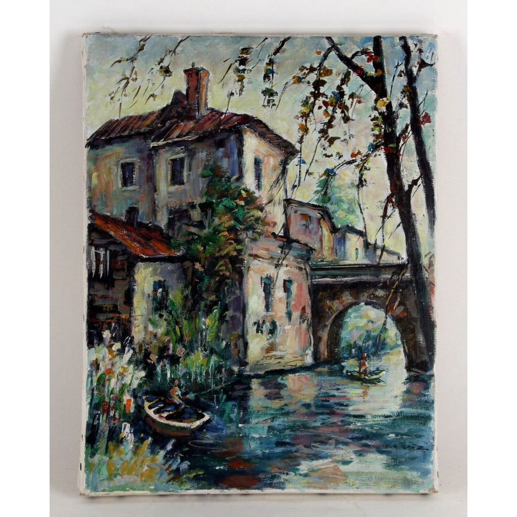 LE PECHEUR SOLITAIRE BY SEVILLA SAEZ OIL ON CANVAS 14 x 10 1/12" UNFRAMED