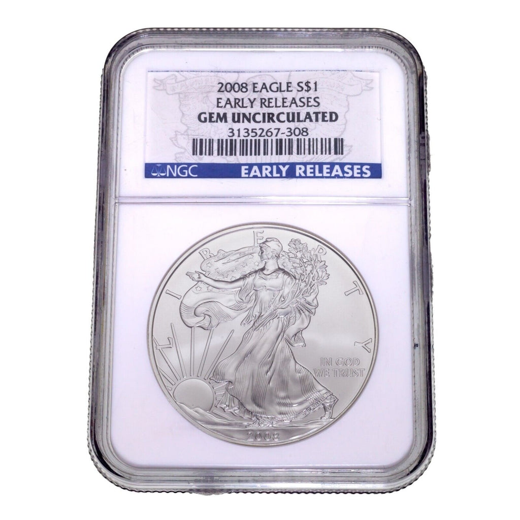 2008 Silver $1 American Eagle Graded by NGC as Gem Uncirculated Early Releases