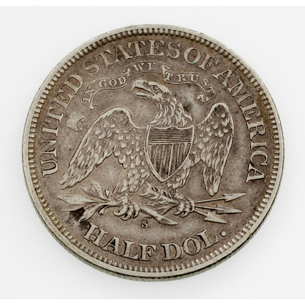 1866-S 50C Seated Half Dollar with Motto Extra Fine XF Nice Detail for Grade