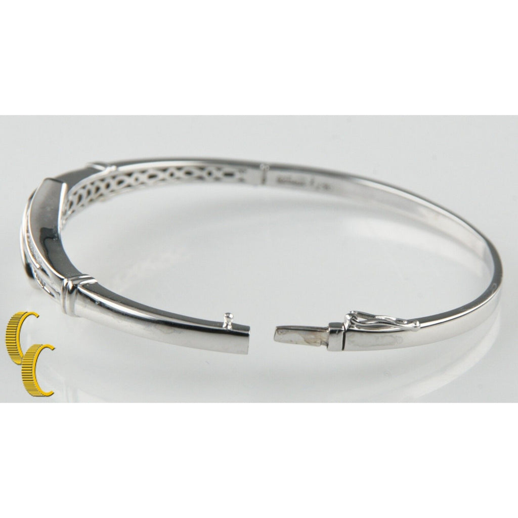 Women's Sterling Silver Channel Set Diamond Bangle Bracelet Gift for Her!