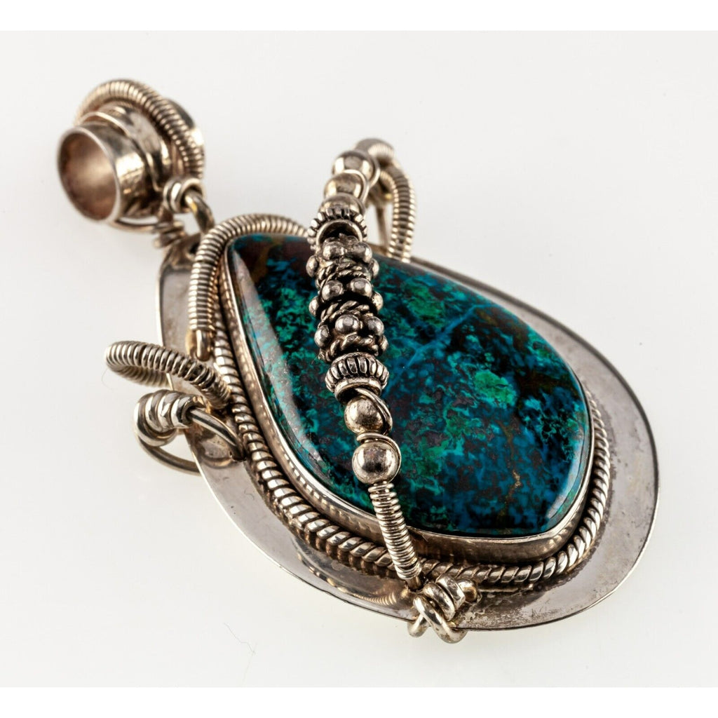 Shattuckite Handmaded Sterling Silver Pendant 70mm