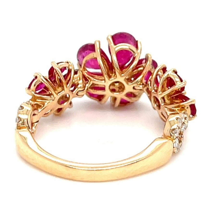 Jovane 18k Rose Gold 3.5ct Ruby and Diamond Flower Ring, 4.8g,  Size 6.75