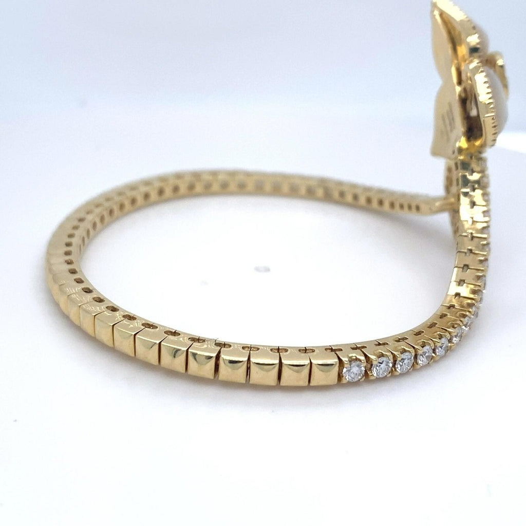 Roberto Casarin 18k Yellow Gold 1.75 ct Diamond and 3 Carved Flower MoP Bracelet