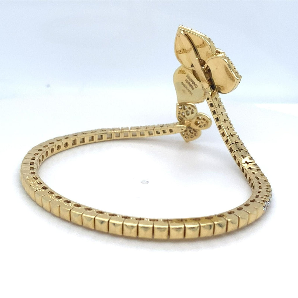 Roberto Casarin 18k Yellow Gold 1.75 ct Diamond and 3 Carved Flower MoP Bracelet