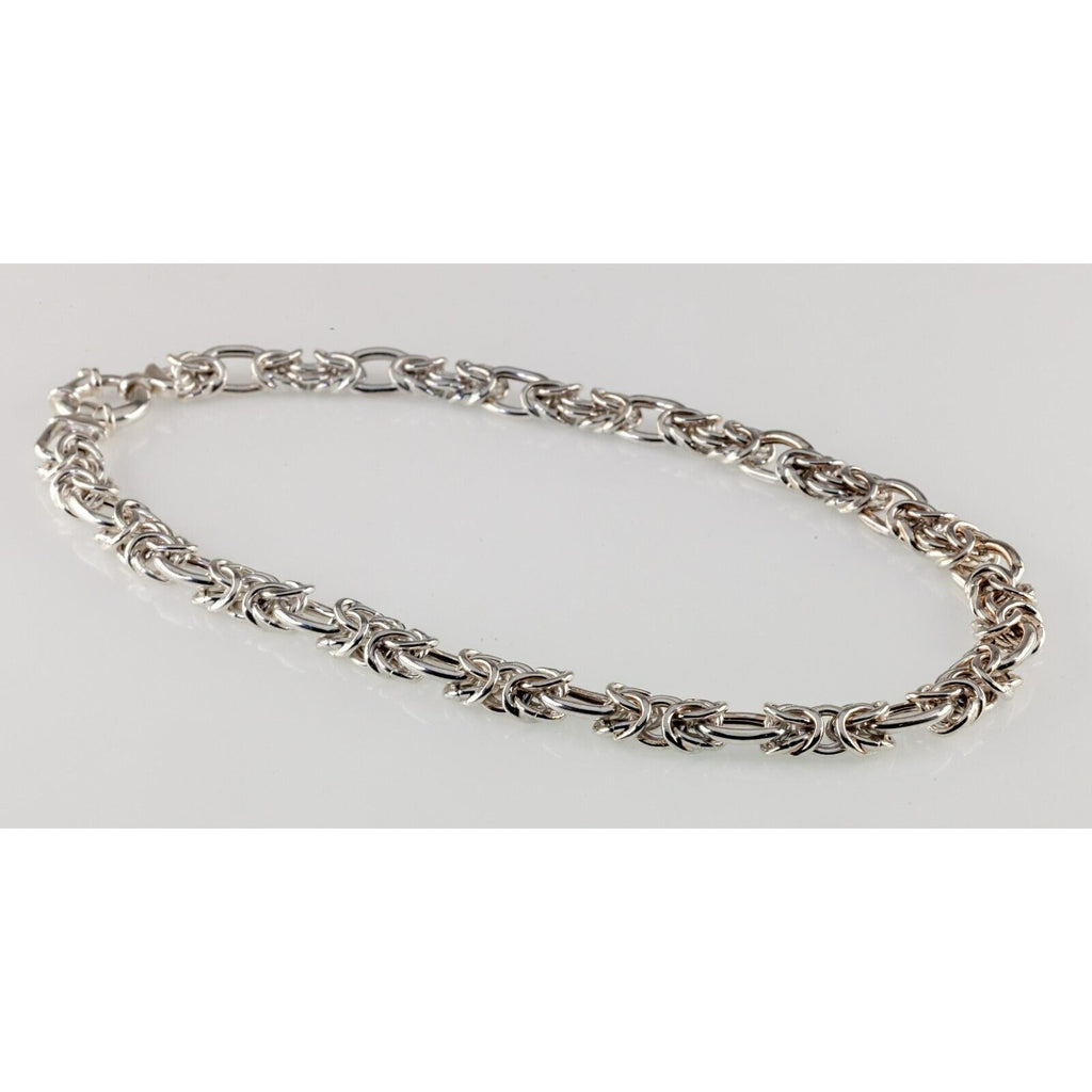 Sterling Silver Byzantine Chain Neclace Heavy Gorgeous 16.5"