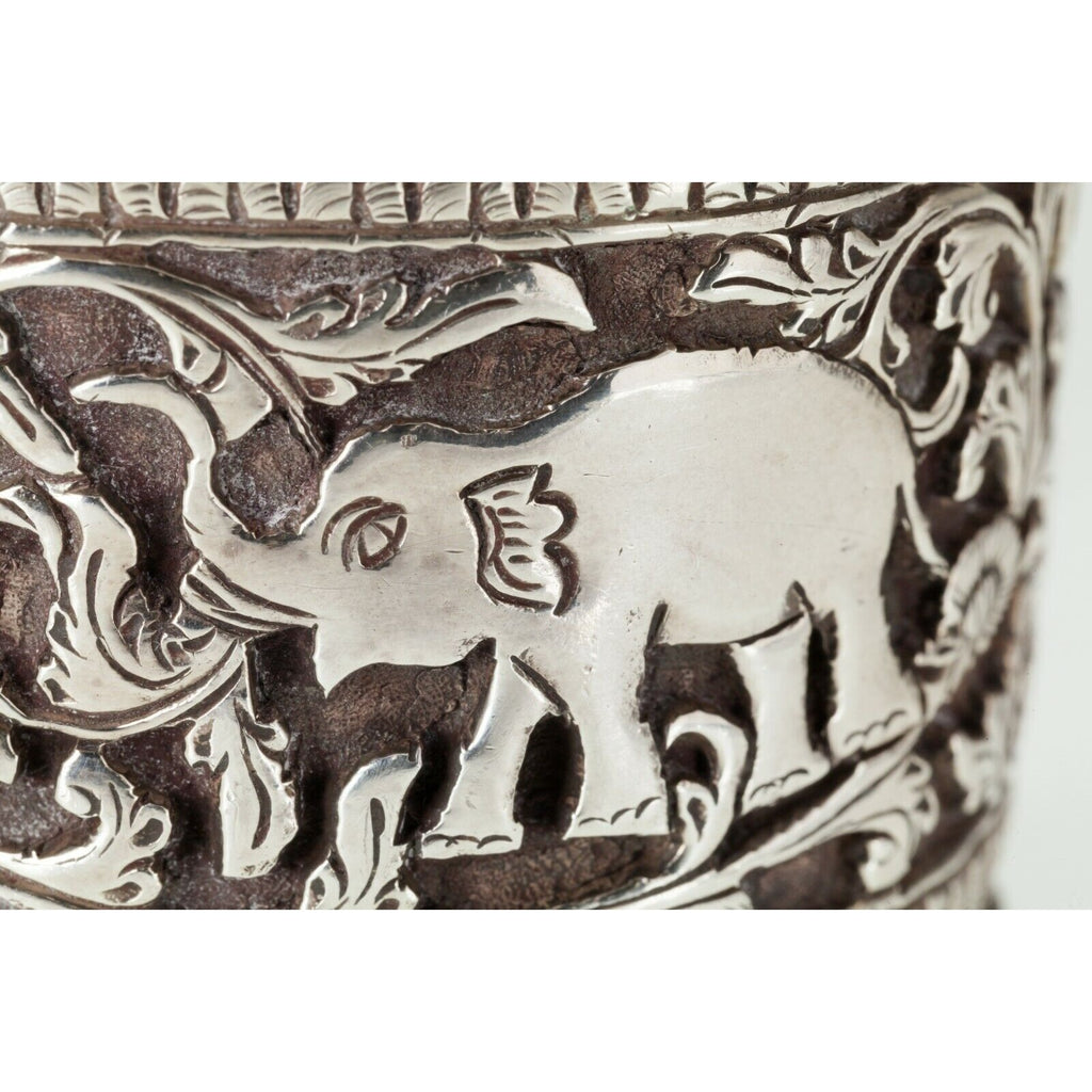 Gorgeous Repousse Elephant Sterling Cuff Bracelet 47mm Wide, 86.7g
