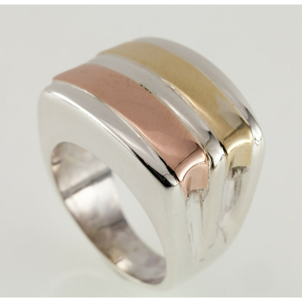 Gorgeous Two-Tone Gold-Plated Sterling Silver Zina Ring Size 7