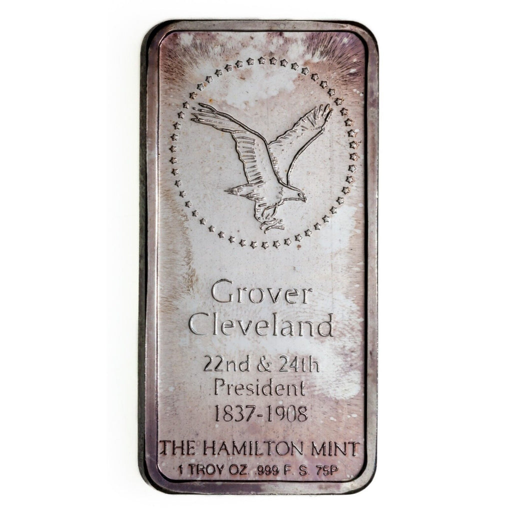 Grover Cleveland - Hamilton Mint 1 oz. .999 Fine Silver Art Bar 1975