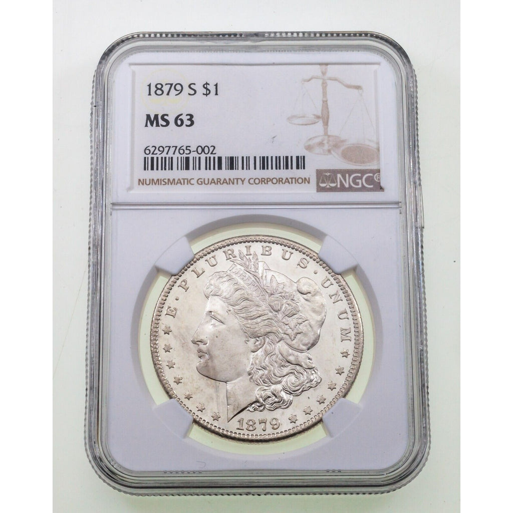 1879-S $1 Silver Morgan Dollar Graded by NGC as MS-63