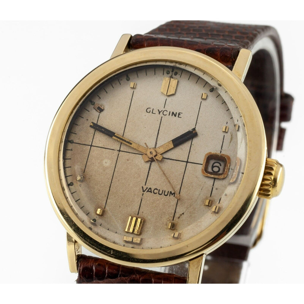 Glycine 18k Yellow Gold Men's Vintage Vacuum Automatic Watch 2472