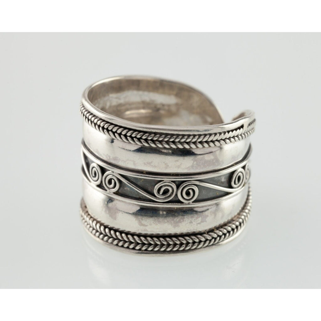 Bali Rope and Swirl Sterling Silver Band Ring Size 9 or larger