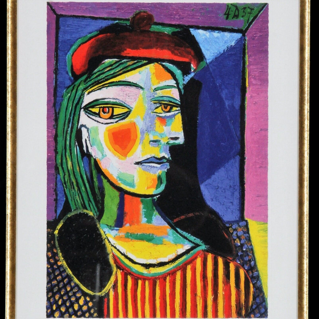 Femme au Beret Rouge (Girl With Red Beret), After Pablo Picasso Chromolithograph