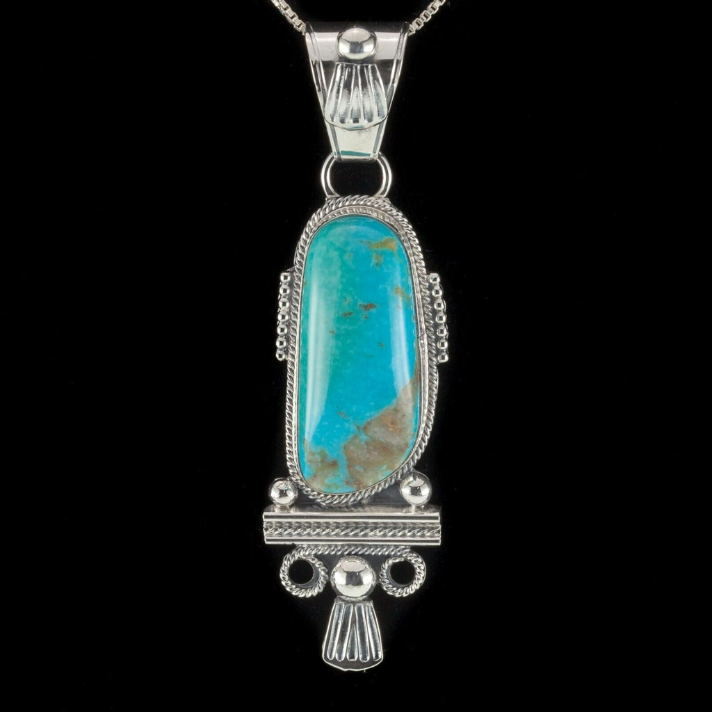 Amazing Running Bear Turquoise Sterling Silver Pendant 82 mm Long