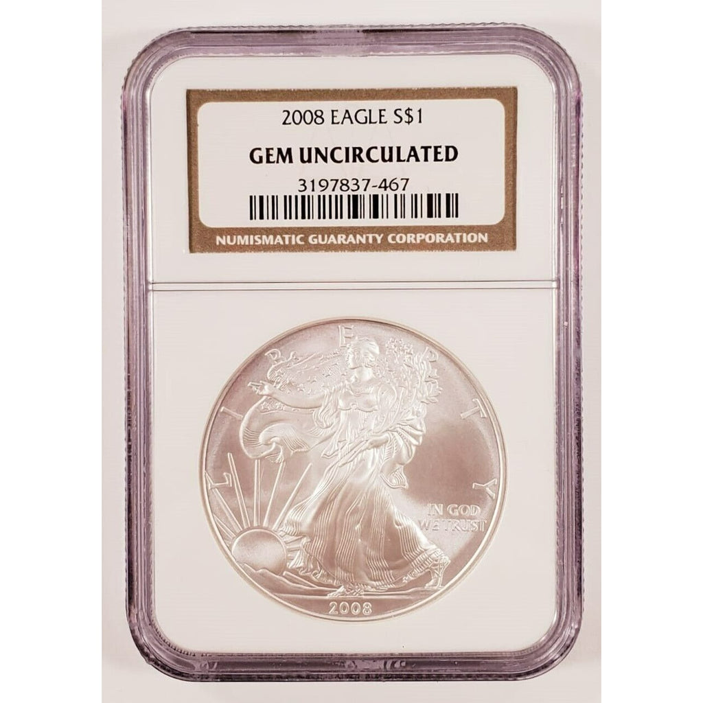 2008 Silver $1 American Eagle Graded by NGC as Gem Uncirculated