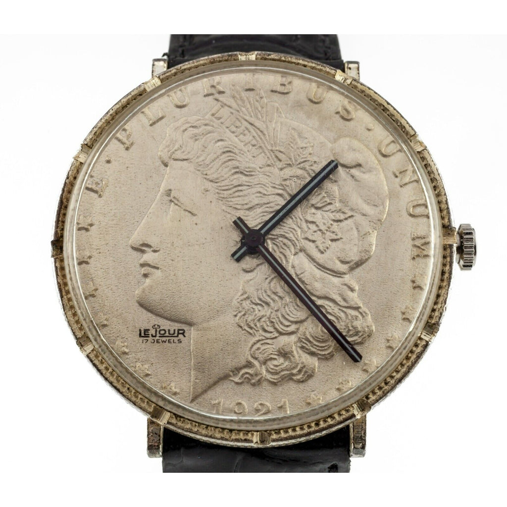 Le Jour Men's 1921 Morgan Dollar Hand-Winding Watch w/ Leather Band