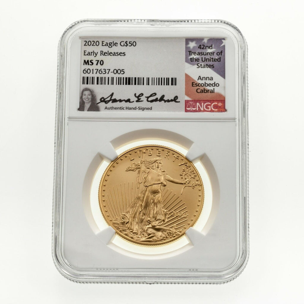 2020 G$50 1 Oz. Gold American Eagle Graded by NGC as MS70 ER Cabral Signed