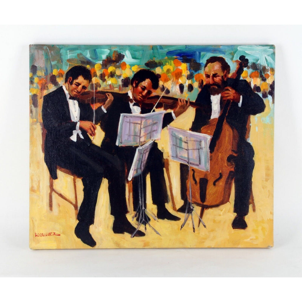 "Untitled" by Rodriguez, String Trio Musicians, Oil Painting on Canvas, 20x24