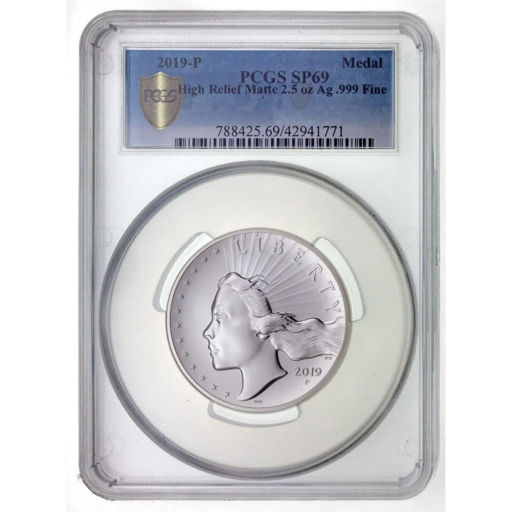2019-P 2.5 Oz. US High Relief Liberty .999 Fine Silver Medal PCGS SP-69