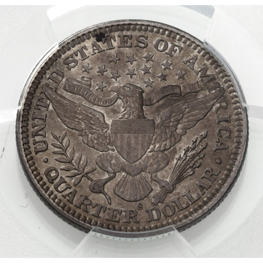 1909-S 25C Barber Quarter Graded By PCGS As AU58 Gorgeous Coin!