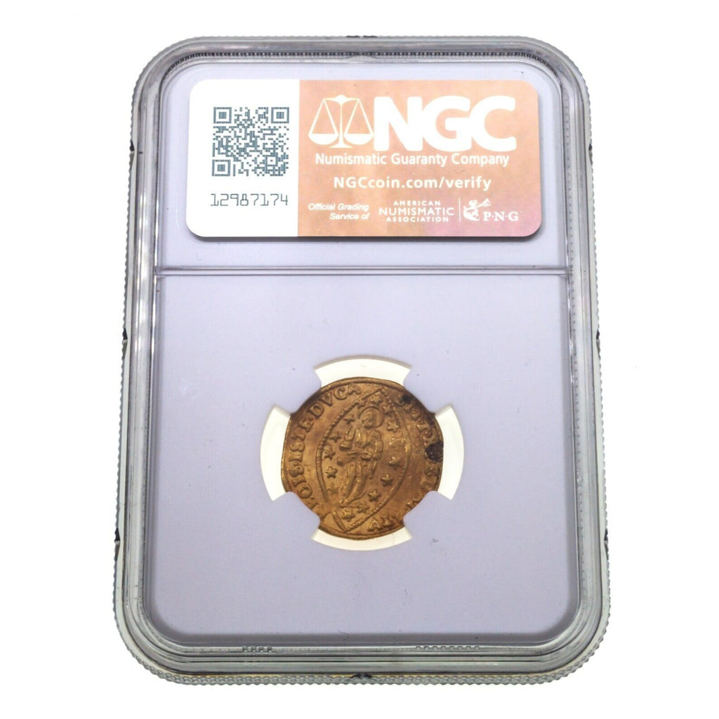 1779-89 Italy 1 Zecchino Gold Paolo Rainier NGC AU Details Mount Removed