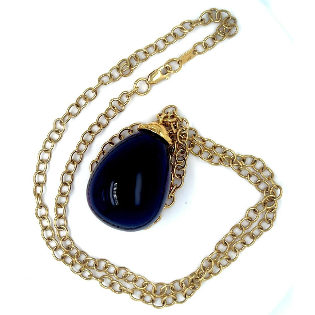 Tiffany & Co. Paloma Picasso 18k Yellow Gold Large Amethyst Drop Pendant 30"