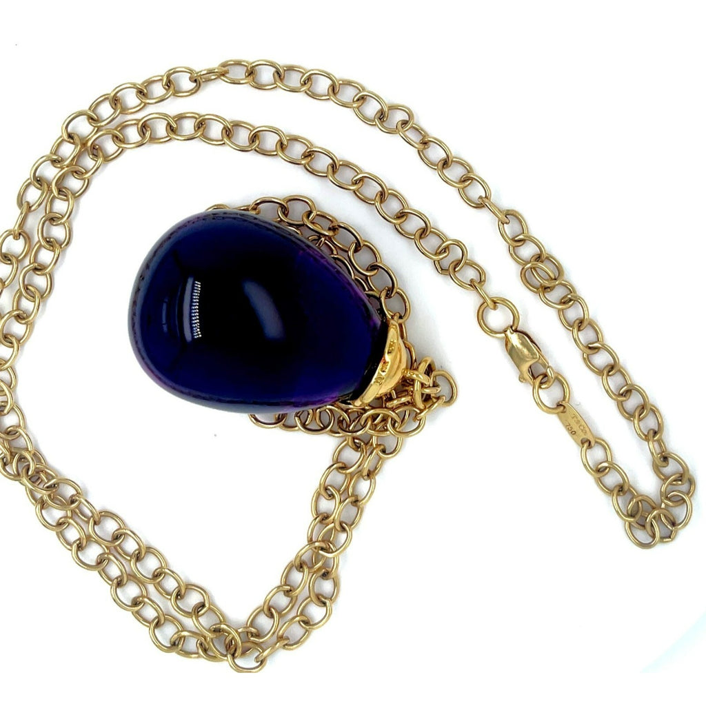 Tiffany & Co. Paloma Picasso 18k Yellow Gold Large Amethyst Drop Pendant 30"