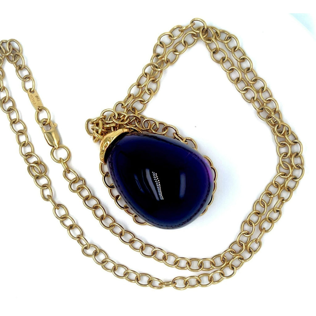 Tiffany & Co. Paloma Picasso 18k Yellow Gold Large Amethyst Drop Pendant 30"