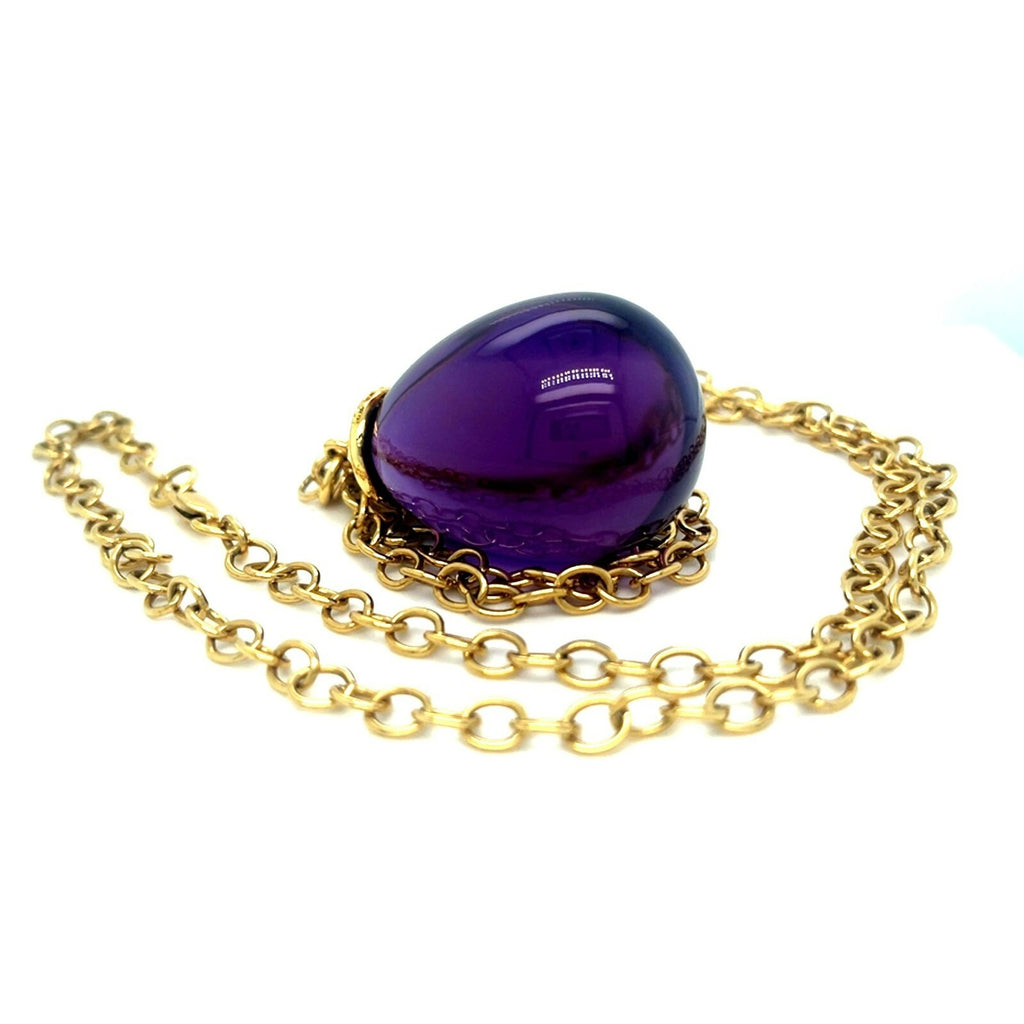 Tiffany & Co. Paloma Picasso 18k Yellow Gold Large Amethyst Drop Pendant 30"