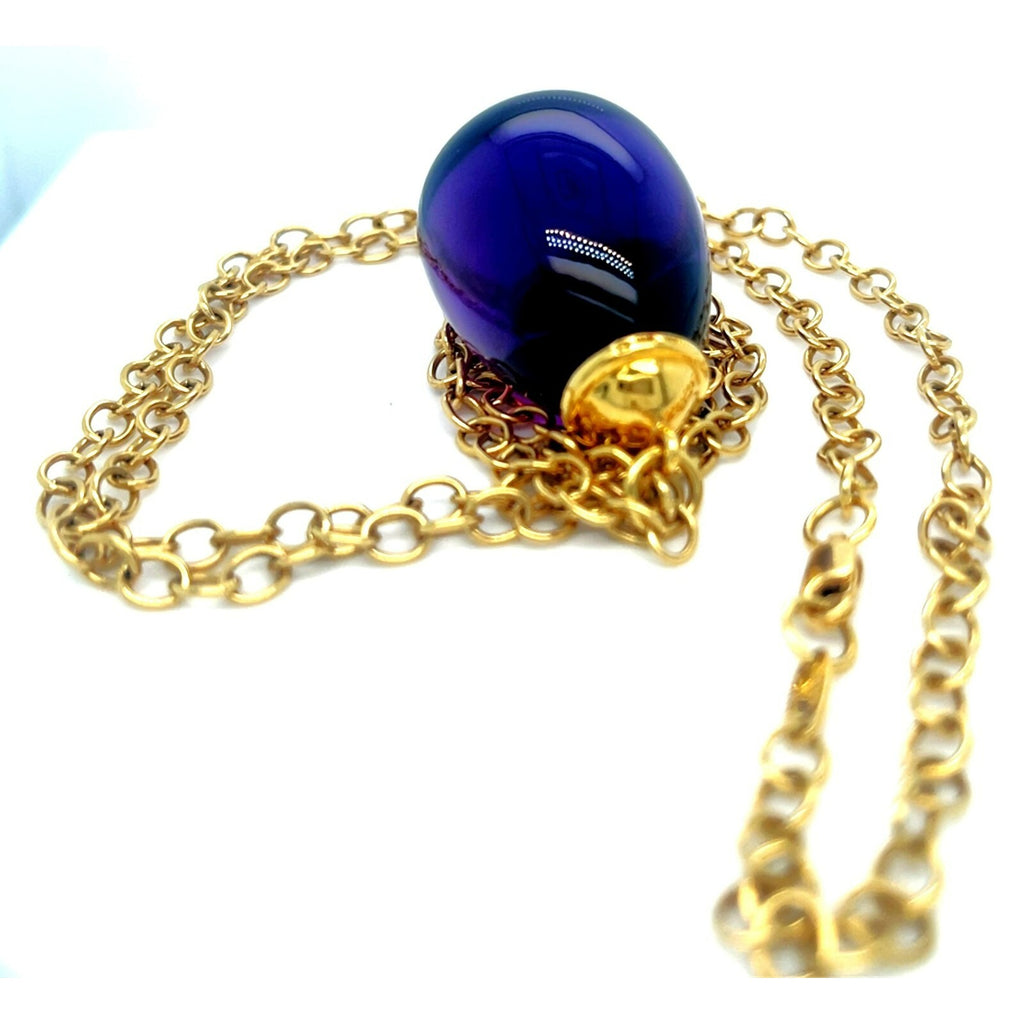 Tiffany & Co. Paloma Picasso 18k Yellow Gold Large Amethyst Drop Pendant 30"