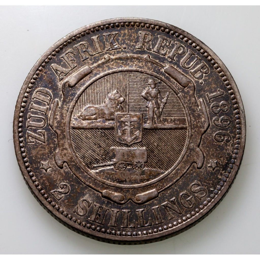 1896 South Africa 2 Shilling Coin (XF) Extra Fine KM 6