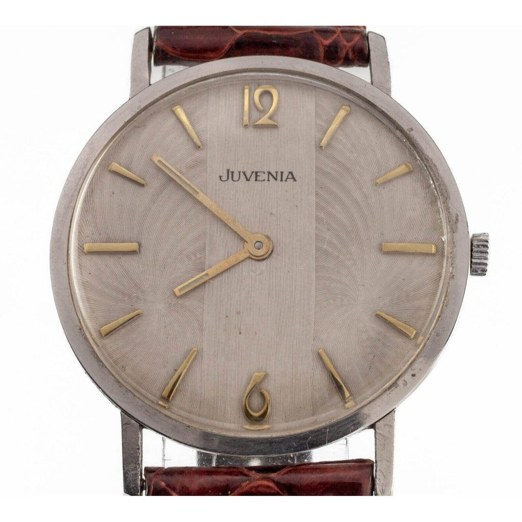 Juvenia Vintage Men's Stainless Steel Hand-Winding Watch w/ Leather Band