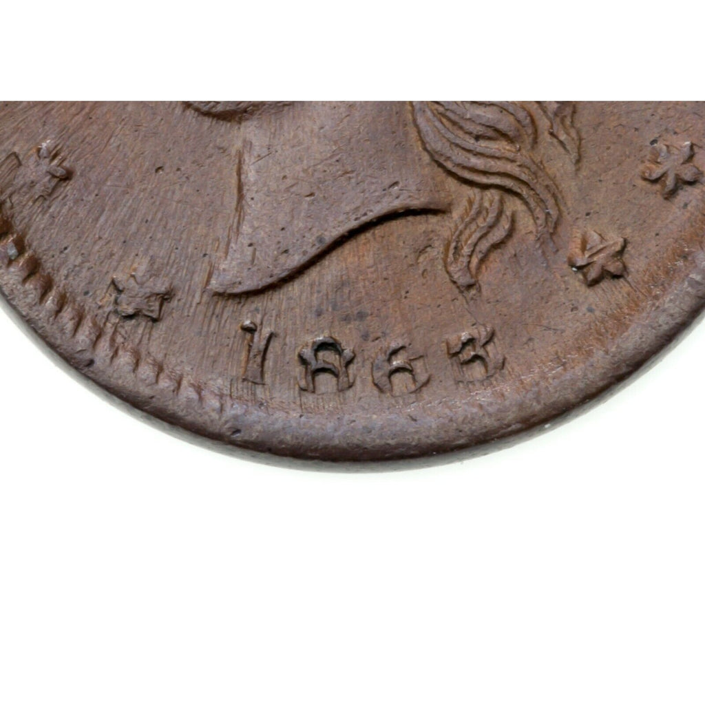 1863 Civil War Token ARMY & NAVY F-6c/314, AU Condition