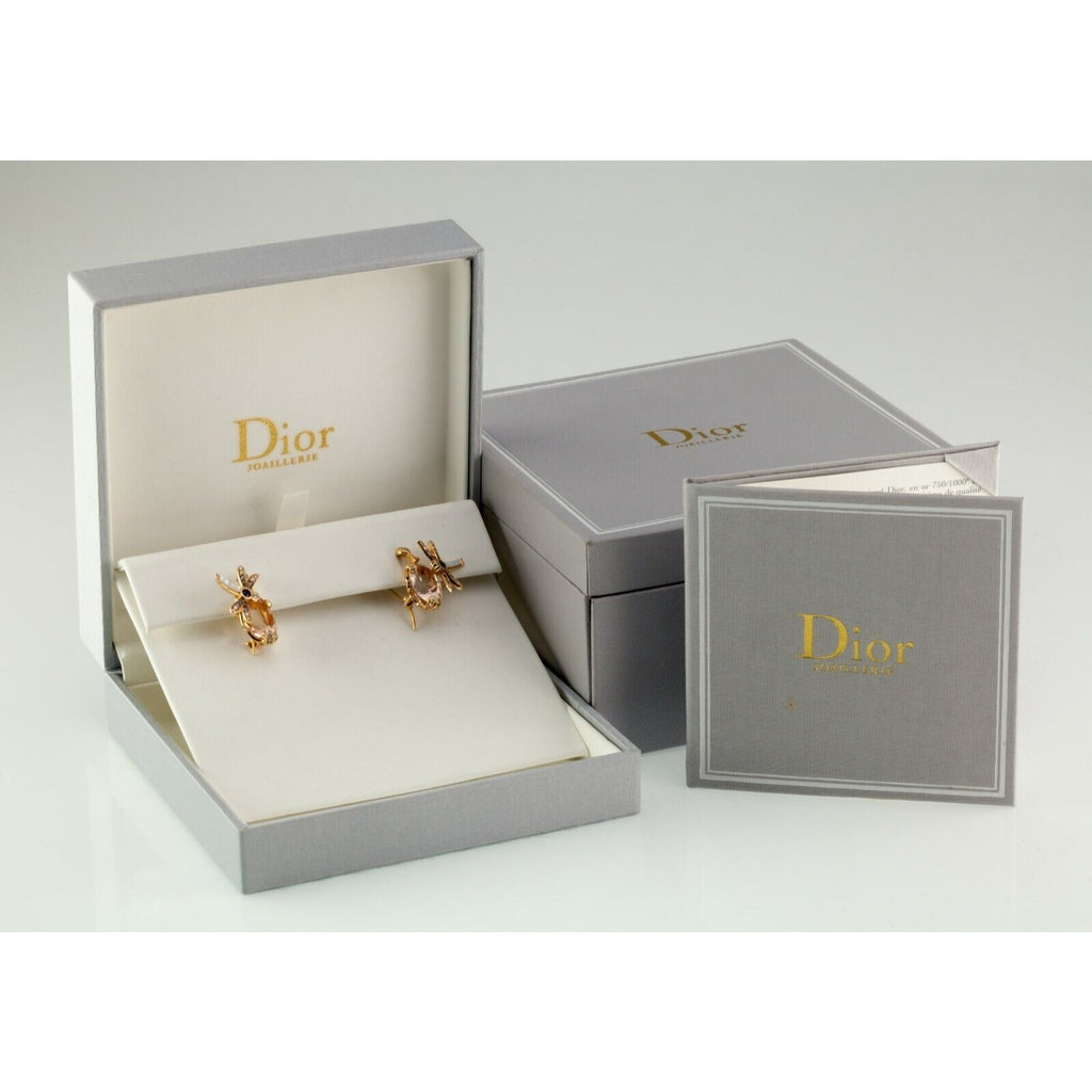 Dior 18k Rose Gold Gourmande Pastel Dragonfly Earrings w/ Box and Papers