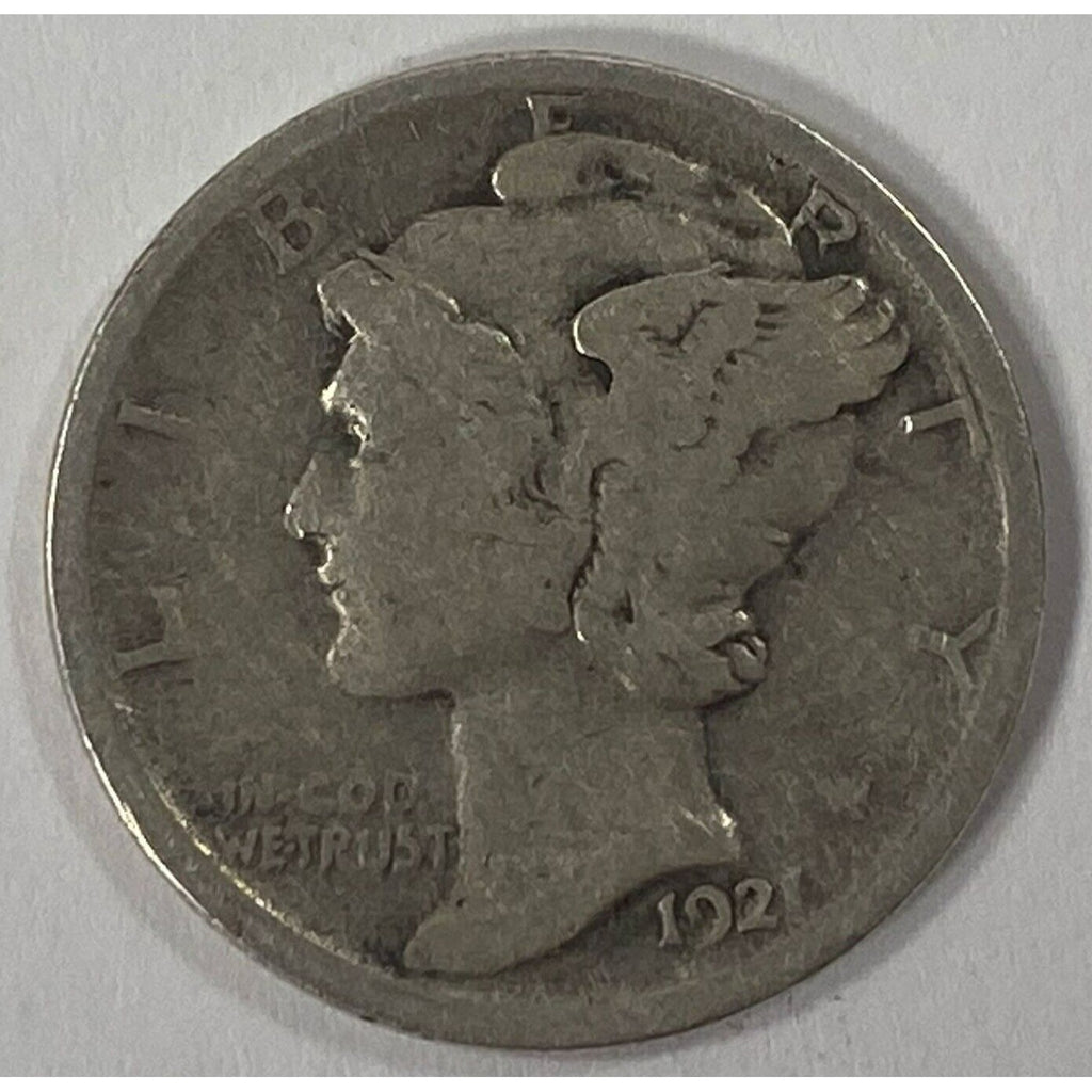 1921 10C Mercury Dime in Very Good Condition, Full Rims & 4-Digit Date