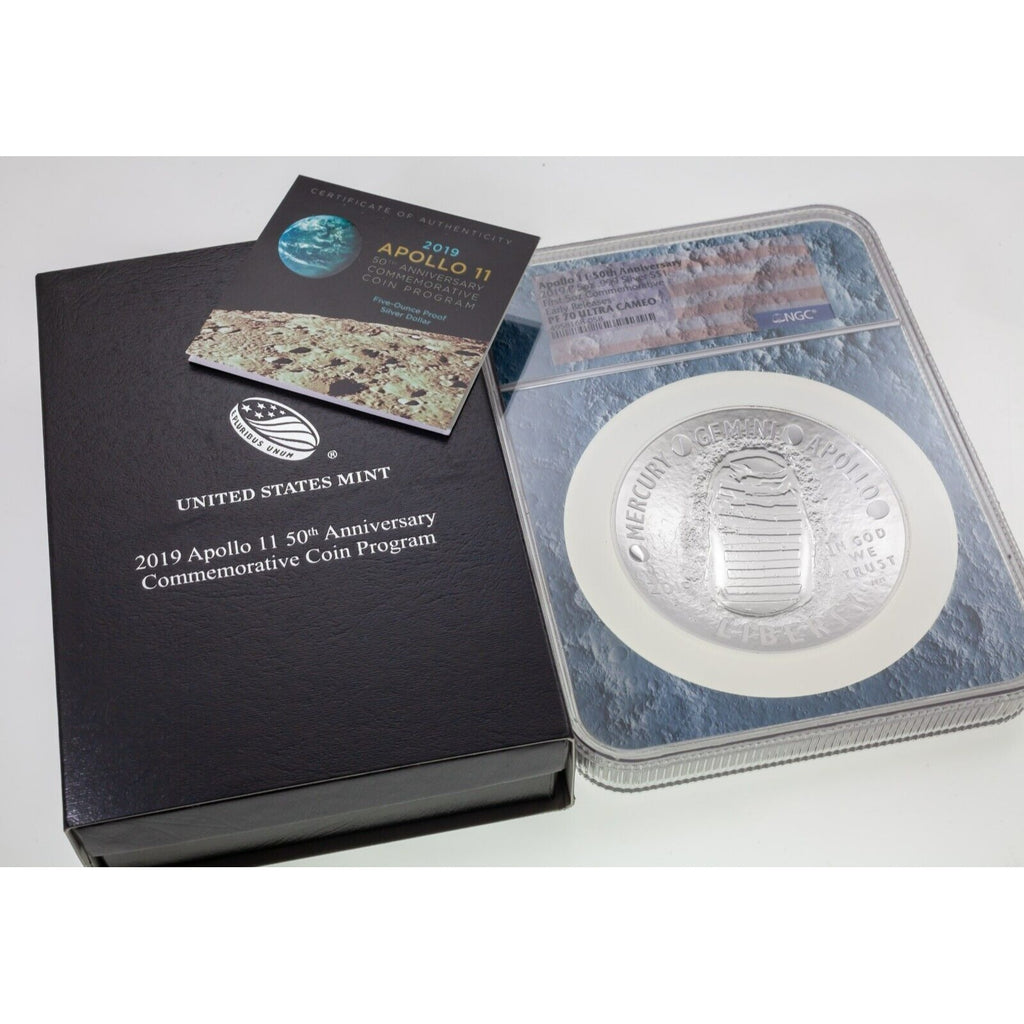 2019-P S$1 5 Oz. Apollo 11th 50th Anniversary 5 Oz. Commemorative NGC PF70 UCam