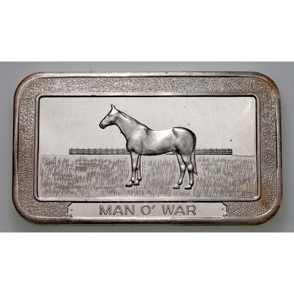 1973 MAN O' WAR By Pioneer Mint 1 oz. Silver Art Bar